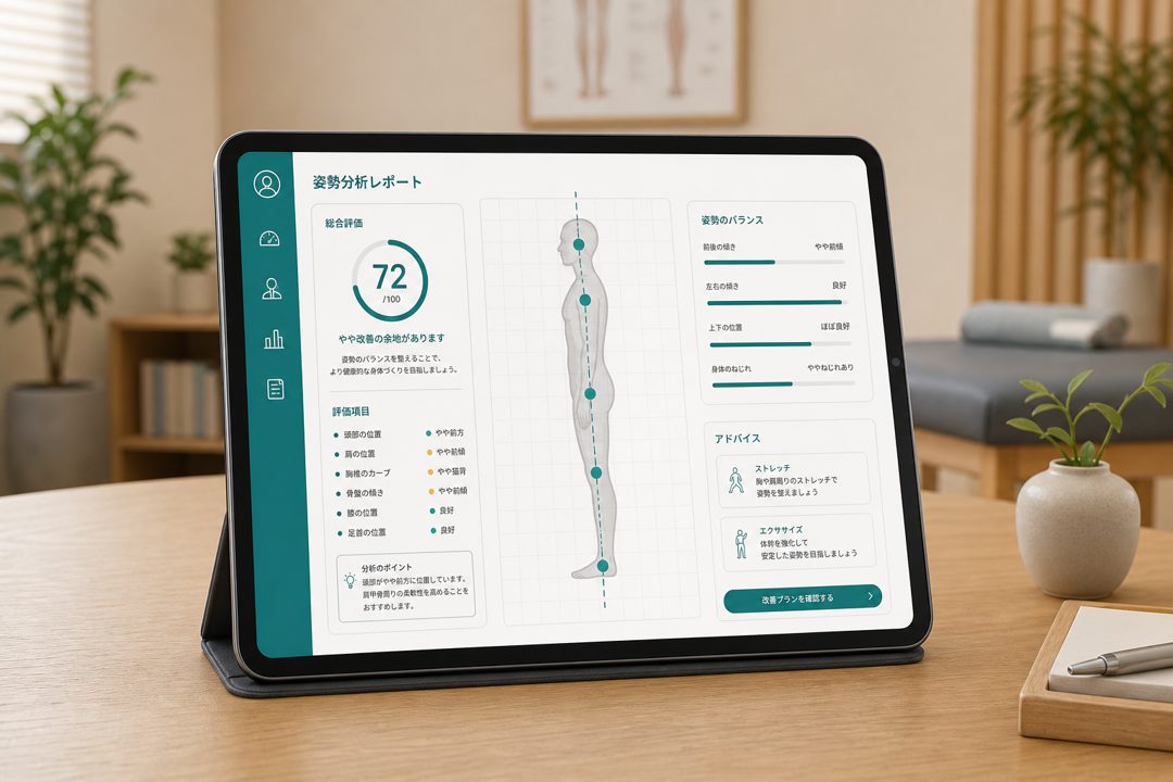 DEEQ AI姿勢分析のタブレット画面